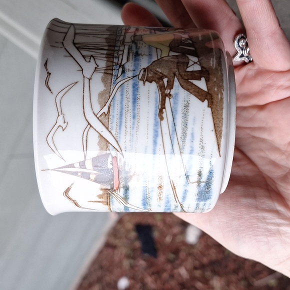 Vintage Otagiri Japan Coastal Beach Fisherman Scene Mug Boats Seagulls - Picture 5 of 7